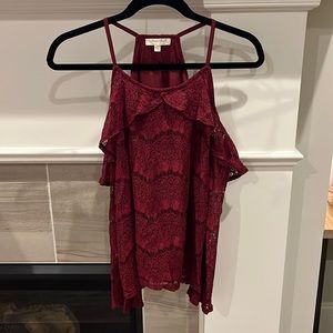 Womens lace cold shoulder blouse